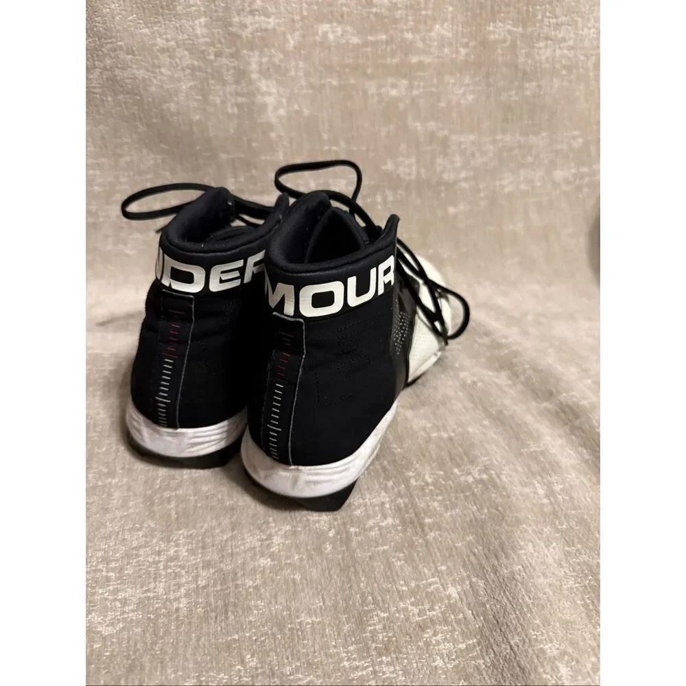 Under Armour Boys Renegade RM Lace Up Mid Top Football Cleats Black White Size 9